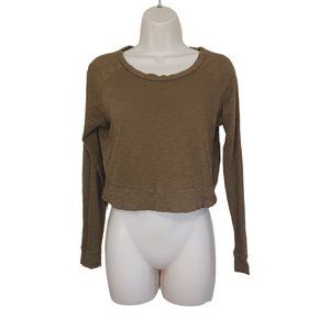 Forever 21 Women's Cropped Sweatshirt Size S Brown Color Crew Neck Long Sleeve